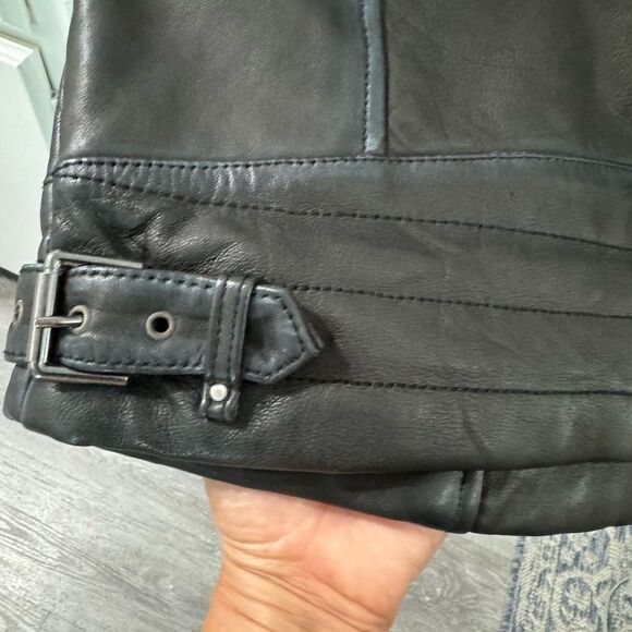 Marc New York Women Jacket Genuine Leather Quilted Small Black Moto Bikercore - Picture 15 of 16